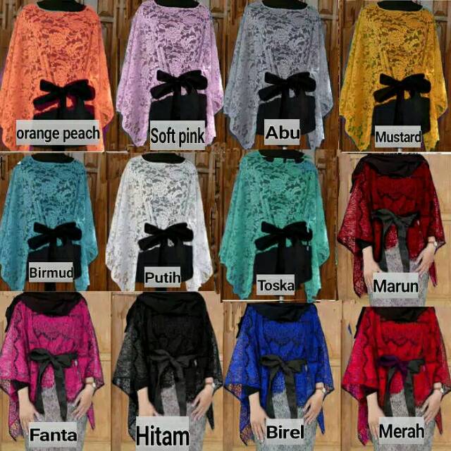 Cape batwing brokat obi / atasan brokat / baju modern