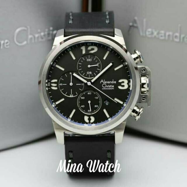 Jam tangan pria alexandre christie original ac6280 silver black