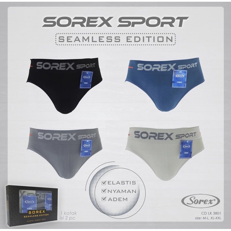 CD | Celana Dalam Pria SOREX SPORT Seamless Edition 3801 &amp; 3803  isi 2pcs