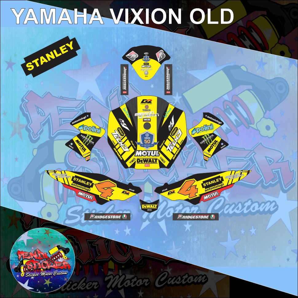 DECAL STICKER YAMAHA VIXION TECH 3 KUNING