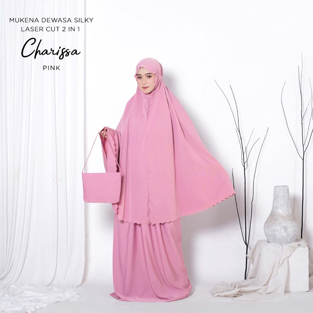 MUKENA BALI TASIK - MUKENA DEWASA SILKY LASER CUT 2 IN 1 CHARISSA