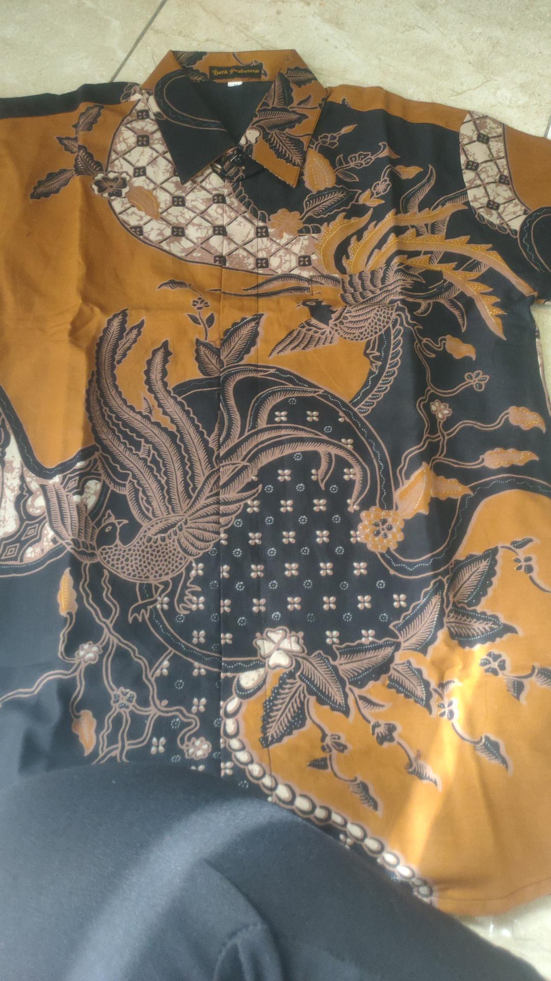 Ngudi Mas Pendek Kemeja Batik Pria Lengan Slimfit Katun Printing Hem Baju Atasan Kantor Modern