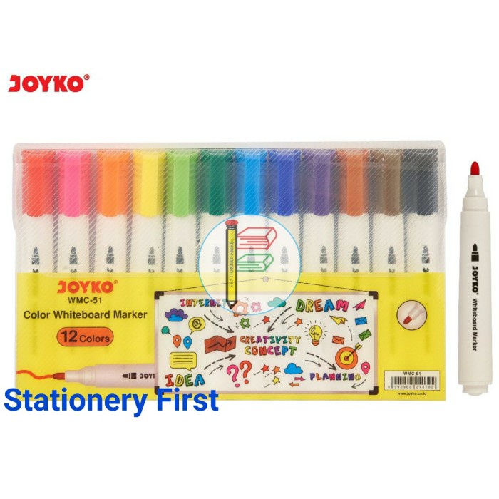 

Spidol Papan Tulis Set 12 Warna Joyko WMC-51 Colour Whiteboard Marker Terlaris