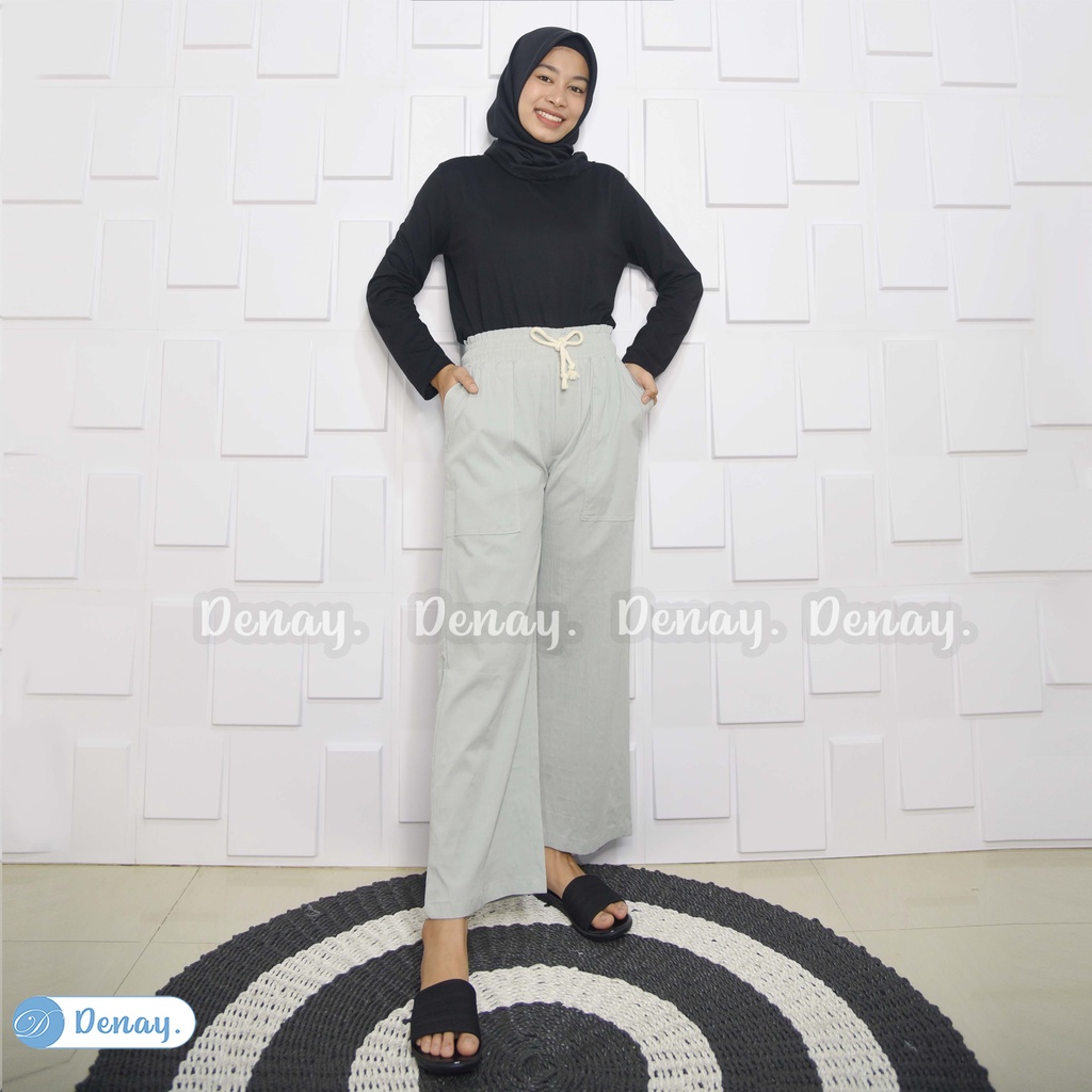 Tokodenay - Celana Panjang Wanita - Kulot Orla Linen Import Premium