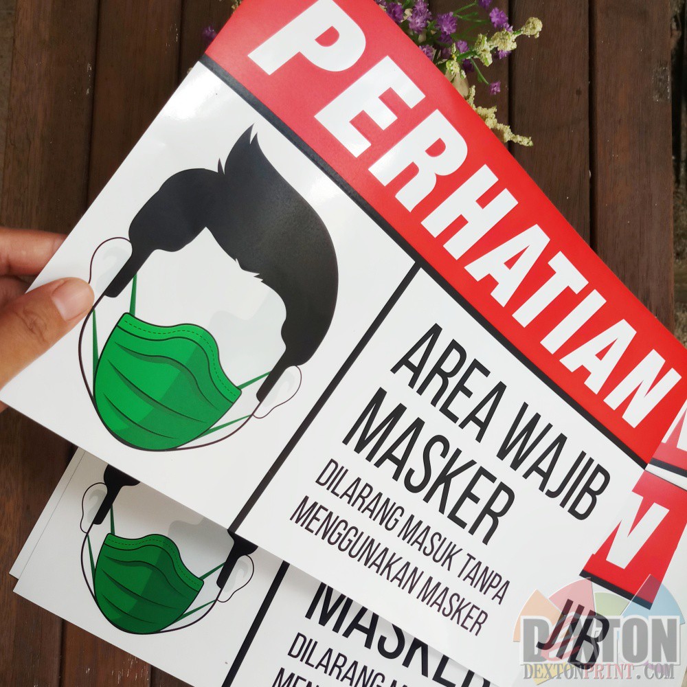 

Stiker Sticker Label area wajib gunakan masker covid JUMBO