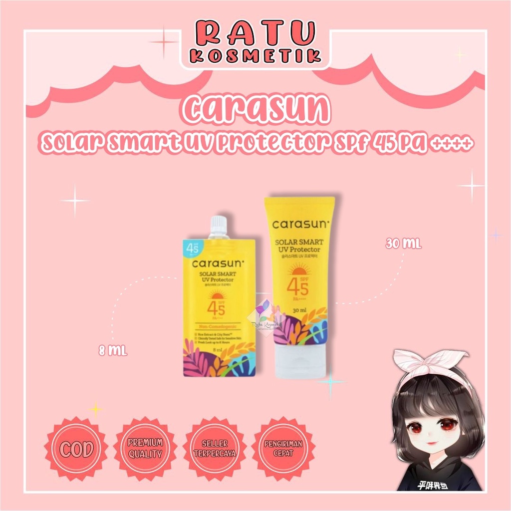 ❤ RATU ❤ Carasun Solar Smart UV Protector SPF 45++++ | Sunscreen 30ml | Sachet 8ml  (✔️BPOM)