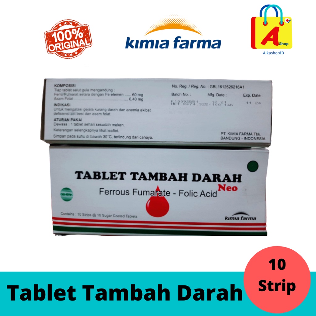 Jual Tablet Tambah Darah Kimia Farmaobat Penambah Darahanemia Neo Perbox 10 Strip Shopee 0208