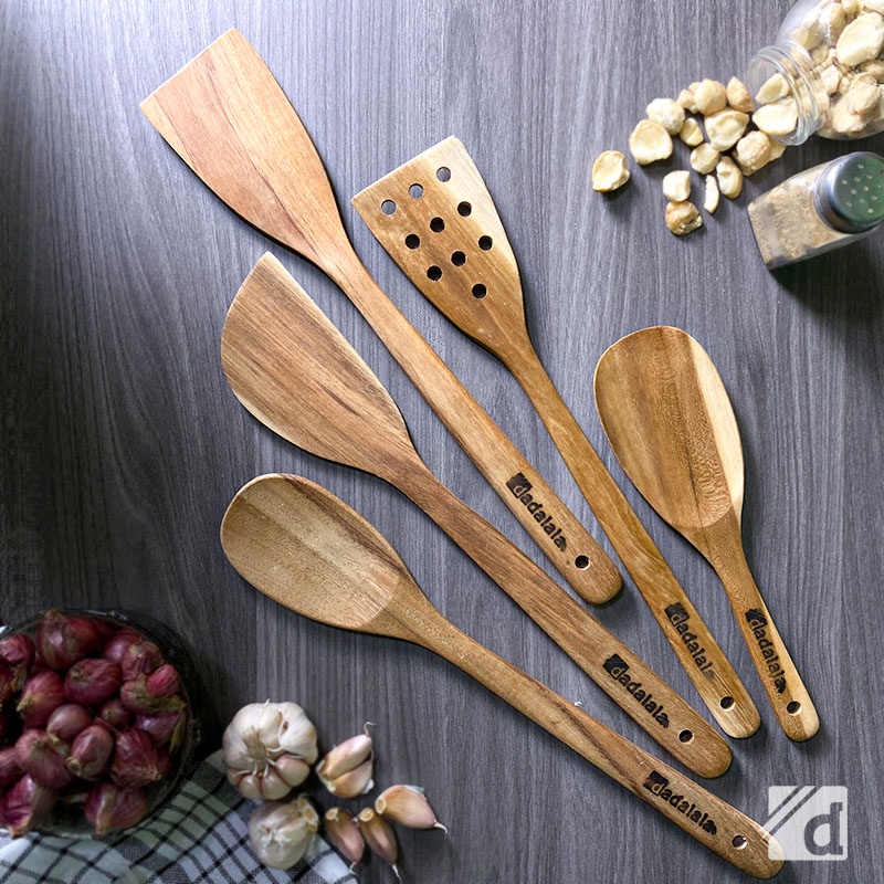 DADALALA Spatula Kayu Jati Asli (ECER) Ukuran 35 Cm, Tahan Panas Kualitas Premium