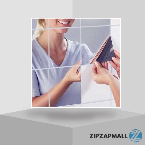Sticker Dekorasi Dinding 3D Model Square Mirror 9PCS /Dekorasi Dinding Minimalis / Wall Sticker Cermin Dinding Kamar Dapur Ruang Tamu / Stiker Kaca Cermin Tempel Dinding Bening Polos 3d Kotak / Stiker Kaca Kamar Mandi  / Miror Kaca Aesthetic Murah