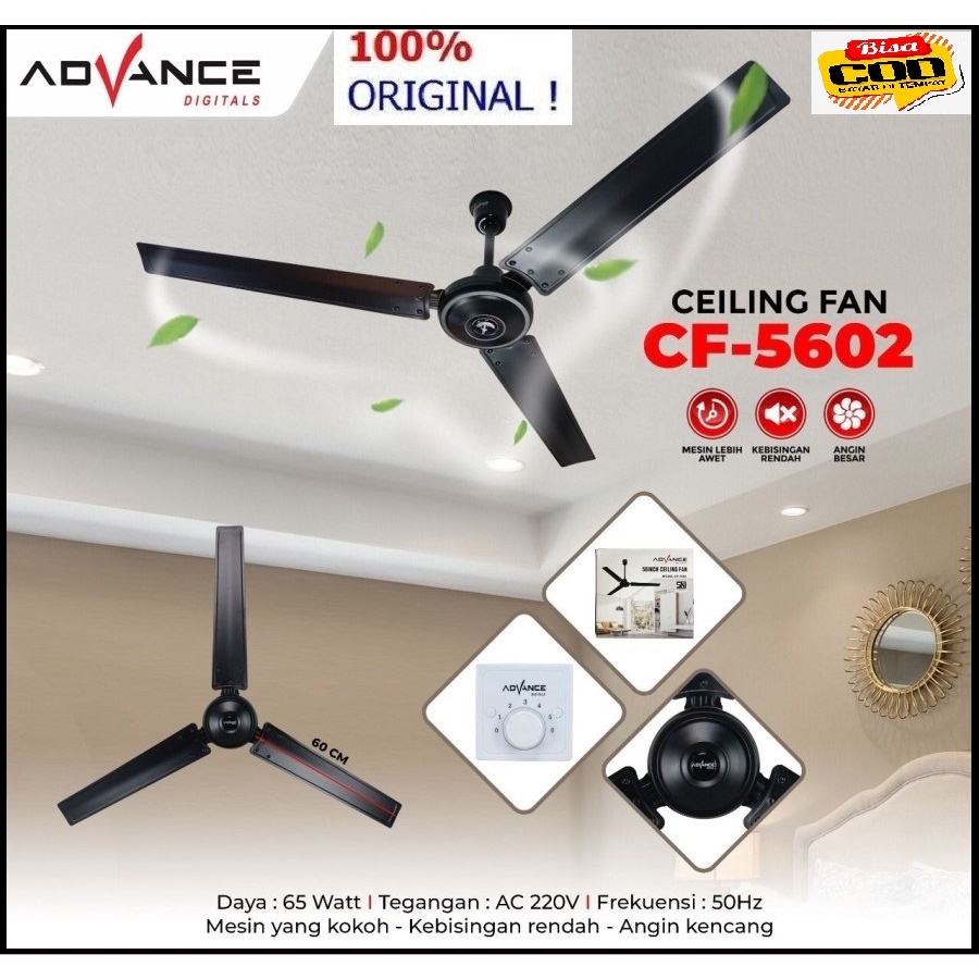 Advance ceiling fan 56&quot; CF 5602 kipas angin baling balig 56 inch-black