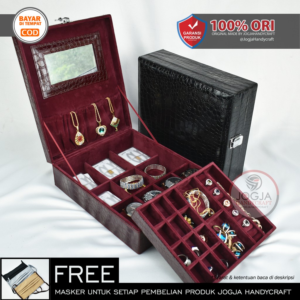 ORIGINAL Premium Jewelry Box Lengkap Kotak Perhiasan Aksesoris Logam Mulia Antam &amp; Jam Tangan