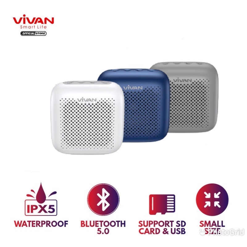 Speaker Bluetooth VIVAN VS1 Portable Wireless Outdoor Waterproof IPX5 Support SD Card &amp; USB