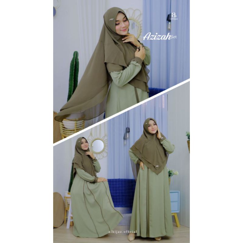 AZIZAH SET BY ALHIJAZ GREENTEA / GAMIS SYARI / GAMIS SET / GAMIS MURAH / GAMIS LEBARAN