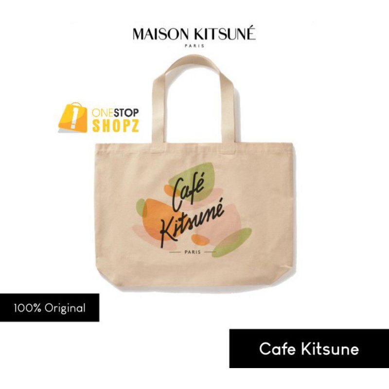 MAISON KITSUNE CAFE KITSUNE LOGO TOTE BAG ORIGINAL ONESTOPSHOPZ