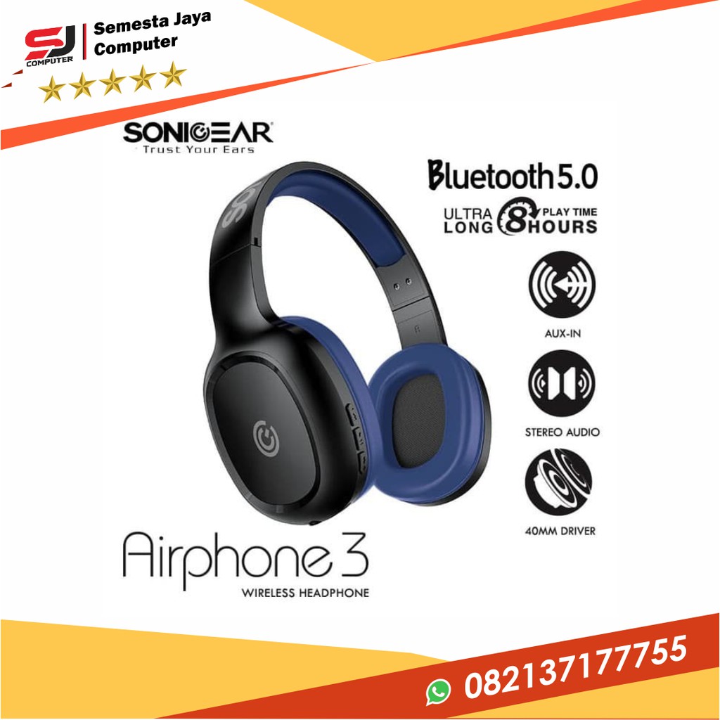 Headphone Sonicgear Airphone 3 Wireless Headphone - Headshet Bluetooth