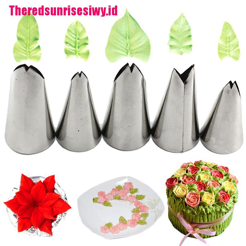 (Theredsunrisesiwy.Id) 5pcs Spuit Piping Bahan Stainless Steel Untuk Dekorasi Kue