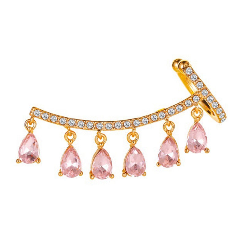 Anting Tusuk Lapis Emas 18K Hias Berlian Imitasi Untuk Wanita / Hadiah Valentine / Anniversary