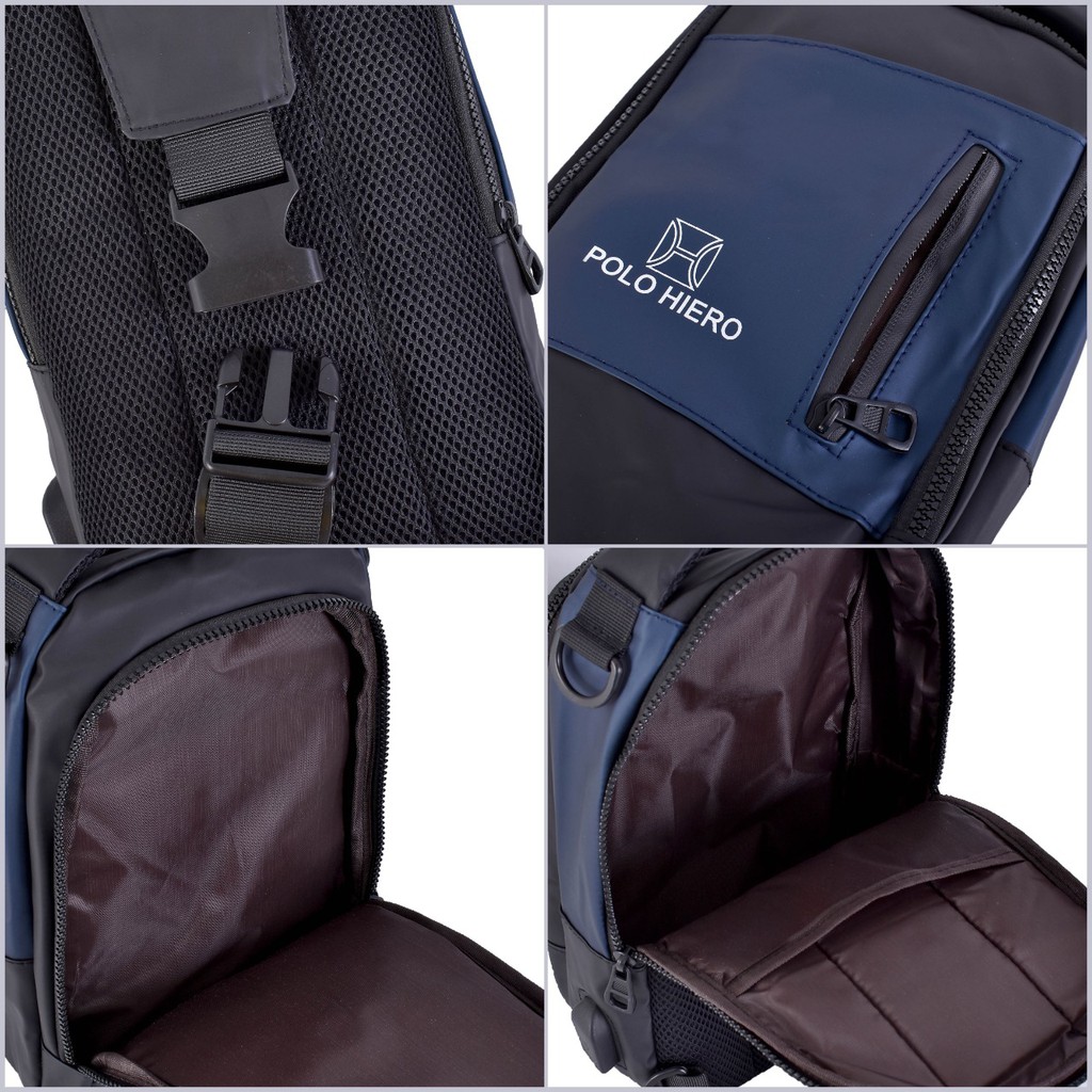 NEW Water Resistant Tas Selempang Polo Hiero 6715 Bisa Ransel&amp;Selempang [Free Kabel USB Extension]