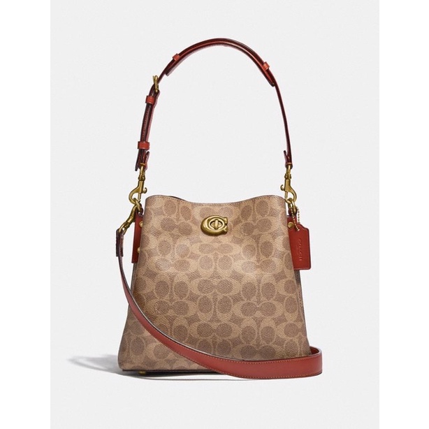 Coach Willow Bucket Bag In Signature Canvas Tan Rust