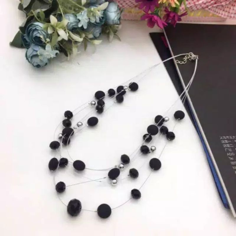 Kalung Etnik Mutiara pearl warna Abu-coklat-ungu-hitam-putih Mp-010