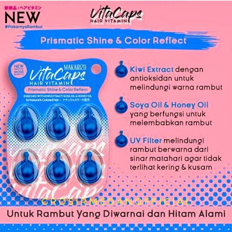 MAKARIZO VITACAPS HAIR VITAMIN - VITAMIN RAMBUT KAPSUL UNTUK RAMBUT RAPUH KUSAM KERING BERCABANG - MENJADIKAN RAMBUT LEMBUT HITAM BERKILAU MUDAH DIATUR