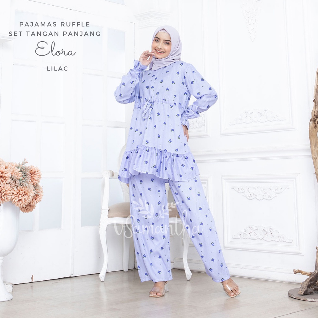 vSamantha - Pajamas Set / Piyama Set Muslim Rayon Rempel Busui Friendly - Tangan Panjang II