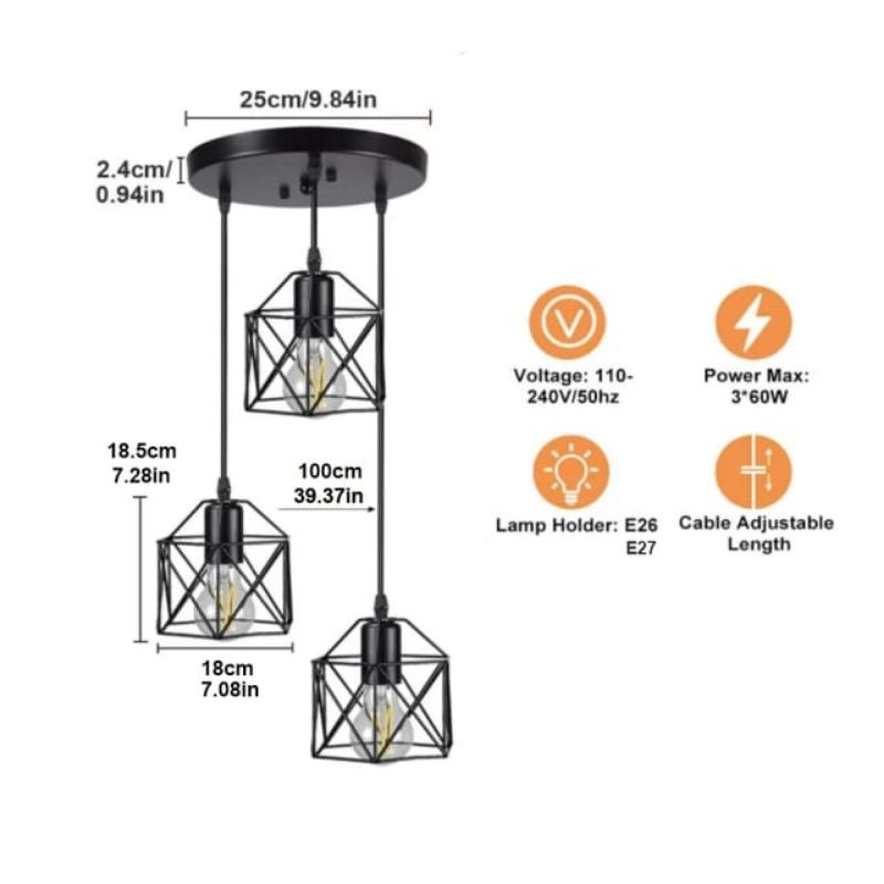 lampu gantung minimalin 3in 1set dekorasi ruang