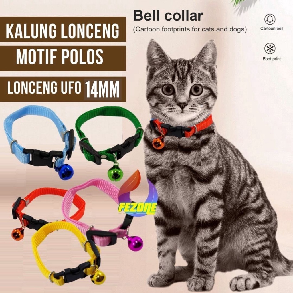 Kalung Lonceng Kucing Premium Polos Lonceng 22mm Murah Bahan Tebal FEZONE