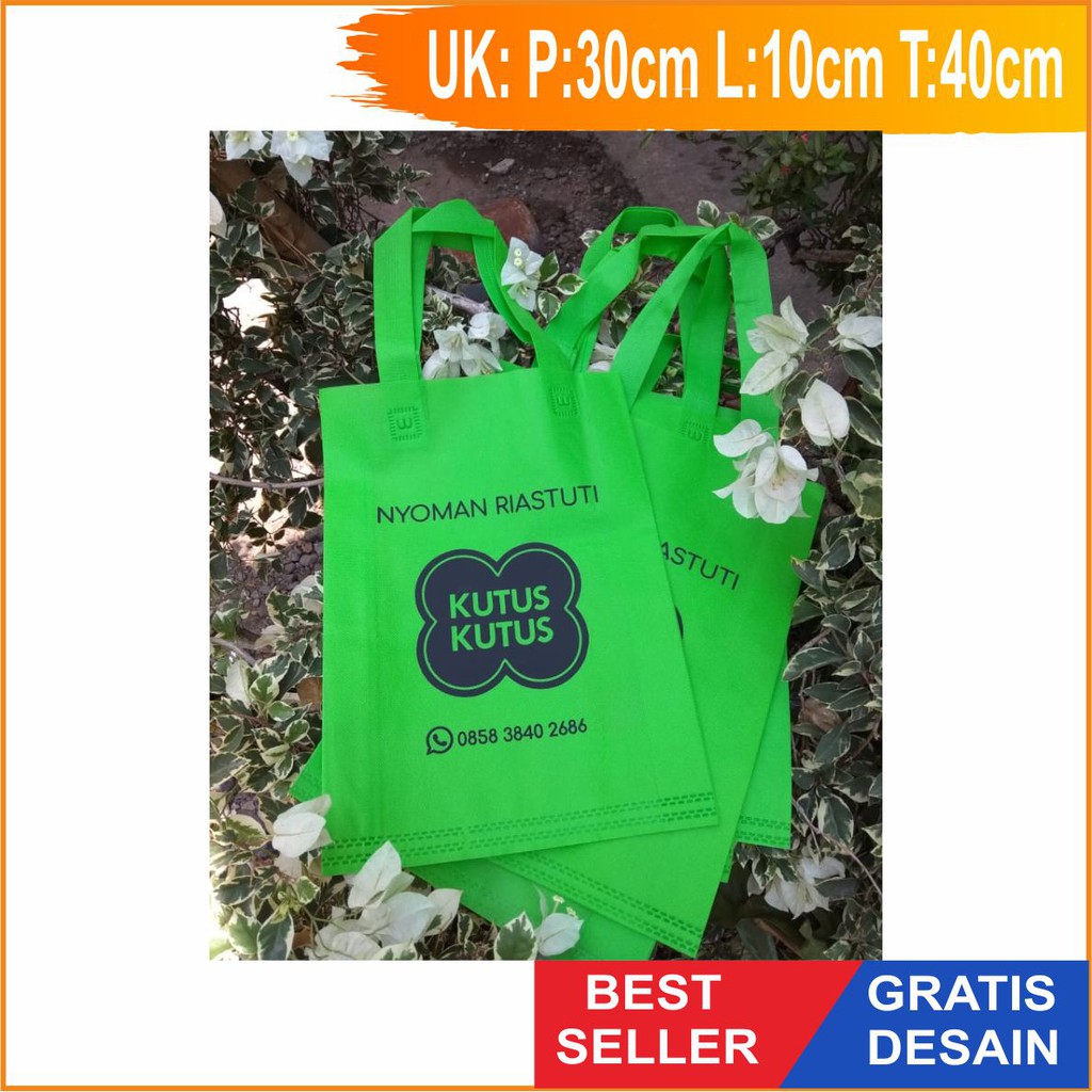 

GRATIS DESAIN 30x8x40cm Goodie Bag Custom, Tas Goodie Bag, Spunbond Custom, Tas Spunbond Sablon