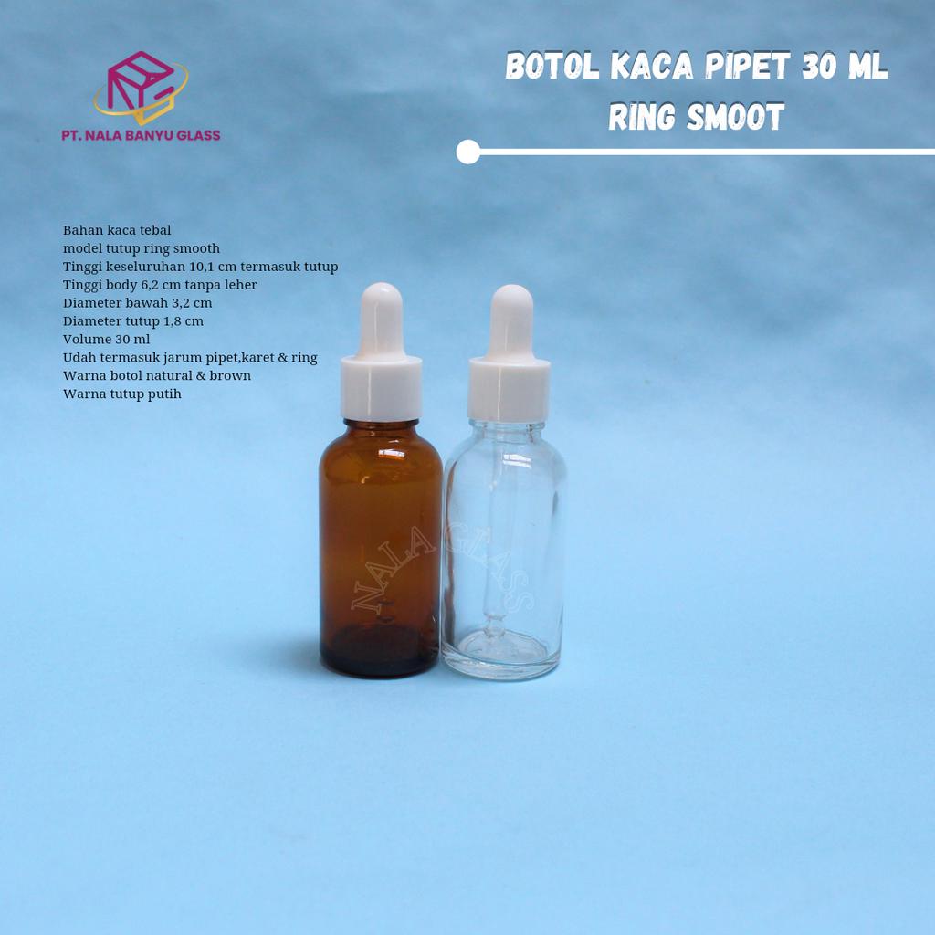 BOTOL PIPET 30ML KACA TEBAL /BOTOL SERUM 30ML RING PUTIH SMOOTH