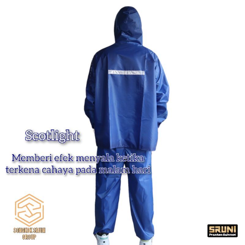 JAS HUJAN SETELAN SRUNI ORIGINAL PRIA DAN WANITA TEBAL BAHAN PVC 025  MANTEL MANTOL HUJAN ANTI REMBES KUAT ELASTIS BAHAN TEBAL JAS HUJAN JAKET CELANA MOTOR RAINCOAT SETELAN JAS HUJAN AZZLLU AKULA GNA BATOK AXIO HCS