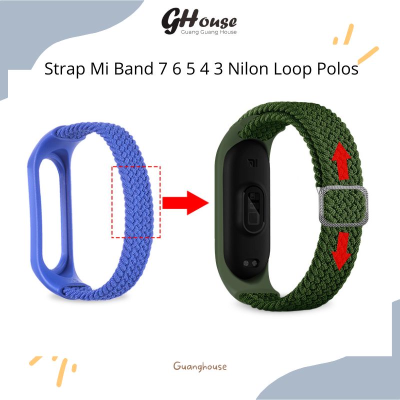 Strap Mi Band 7 6 5 4 3 Nilon Loop Polos Tali Pengganti Xiaomi Mi Band 7 6 5 4 3 Nilon Polos Loop Warna