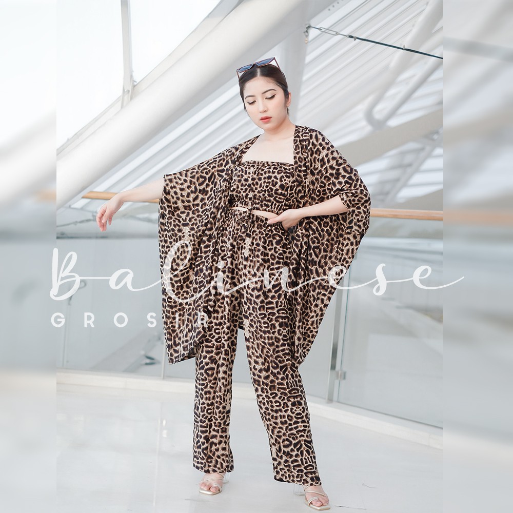 SETELAN KARDIGAN LEOPARD PREMIUM / ONE SET OUTWEAR CARDIGAN / CARDY CARDI OUTER OVERSIZE LORENG