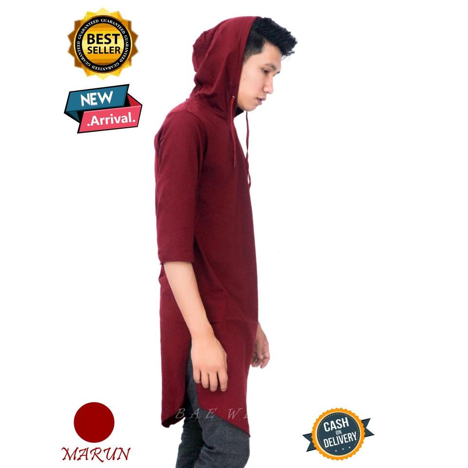✦IMPORT✦ Kaos Gamis Pria Kurta Longline kaos gamis pria bertudung