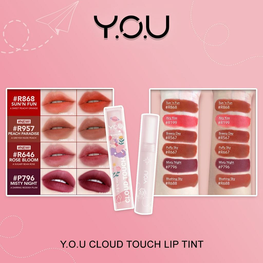 Y.O.U CLOUD TOUCH FIXING LIP TINT / SOFT VELVET FINISH LIP STAIN / KOREAN STYLE LIPSTICK BIBIR