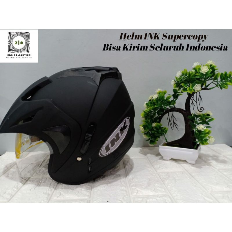 Helm INK SUPERCOPY Centro dan Double Visor Kaca Hitam Busa Tebal-Jp8 Hitam Doff