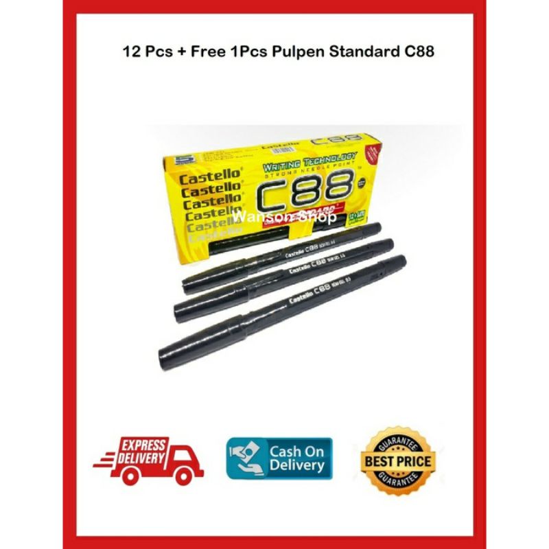 

(promo) pulpen pena bolpoint castelo standard C88 1LUSIN 12PCS +1 TERMURAH GROSIR