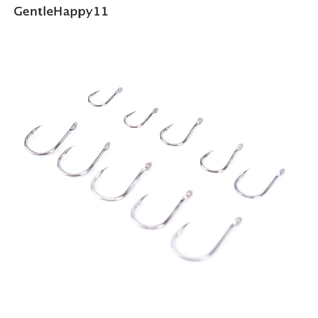 Gentlehappy 100Pcs/lot Kait Memancing Baja Karbon Umpan Berduri Memancing Hooks Stainless Steel