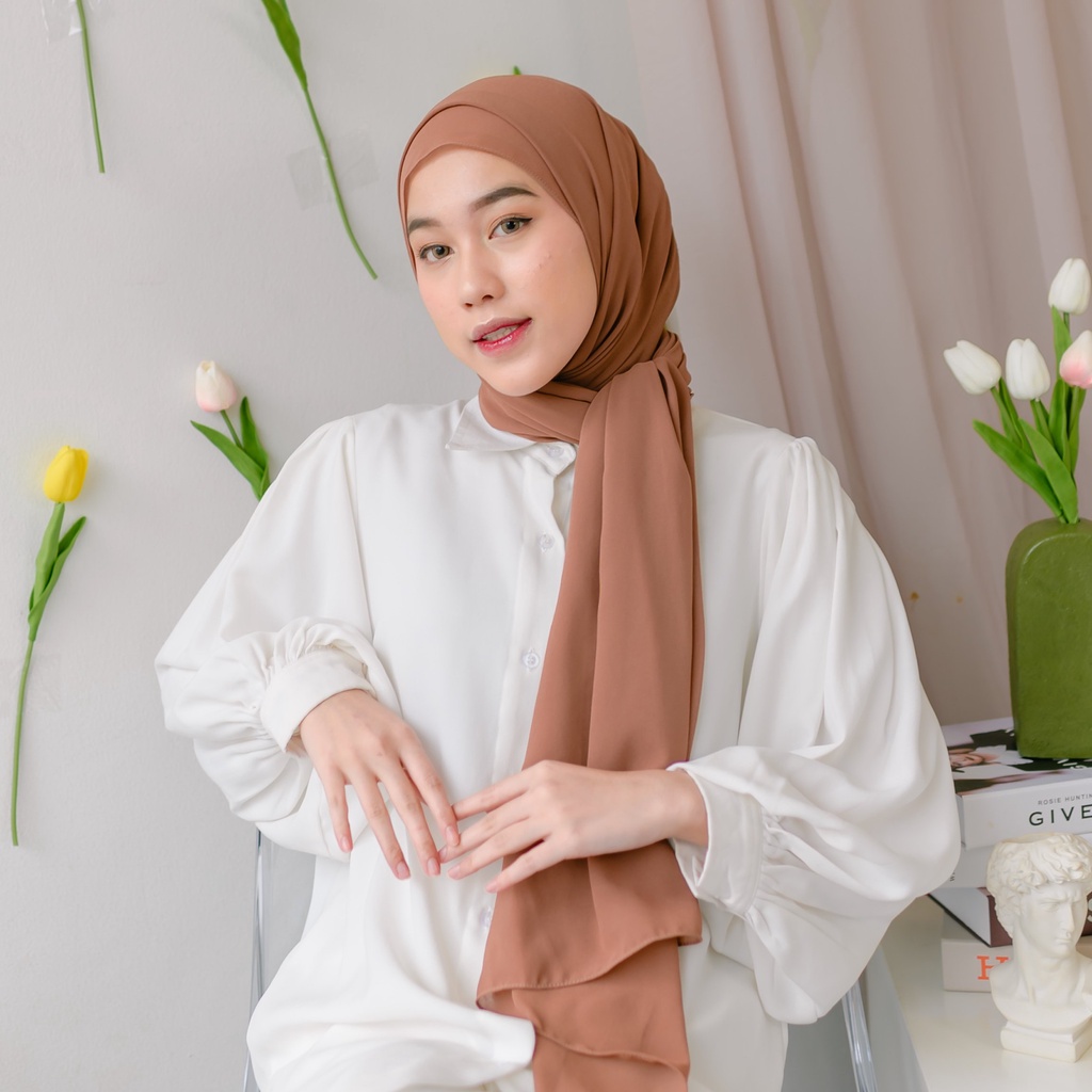 Lozy Hijab - Bawal Shawl ( Pashmina Ceruty Babydoll )-Walnut