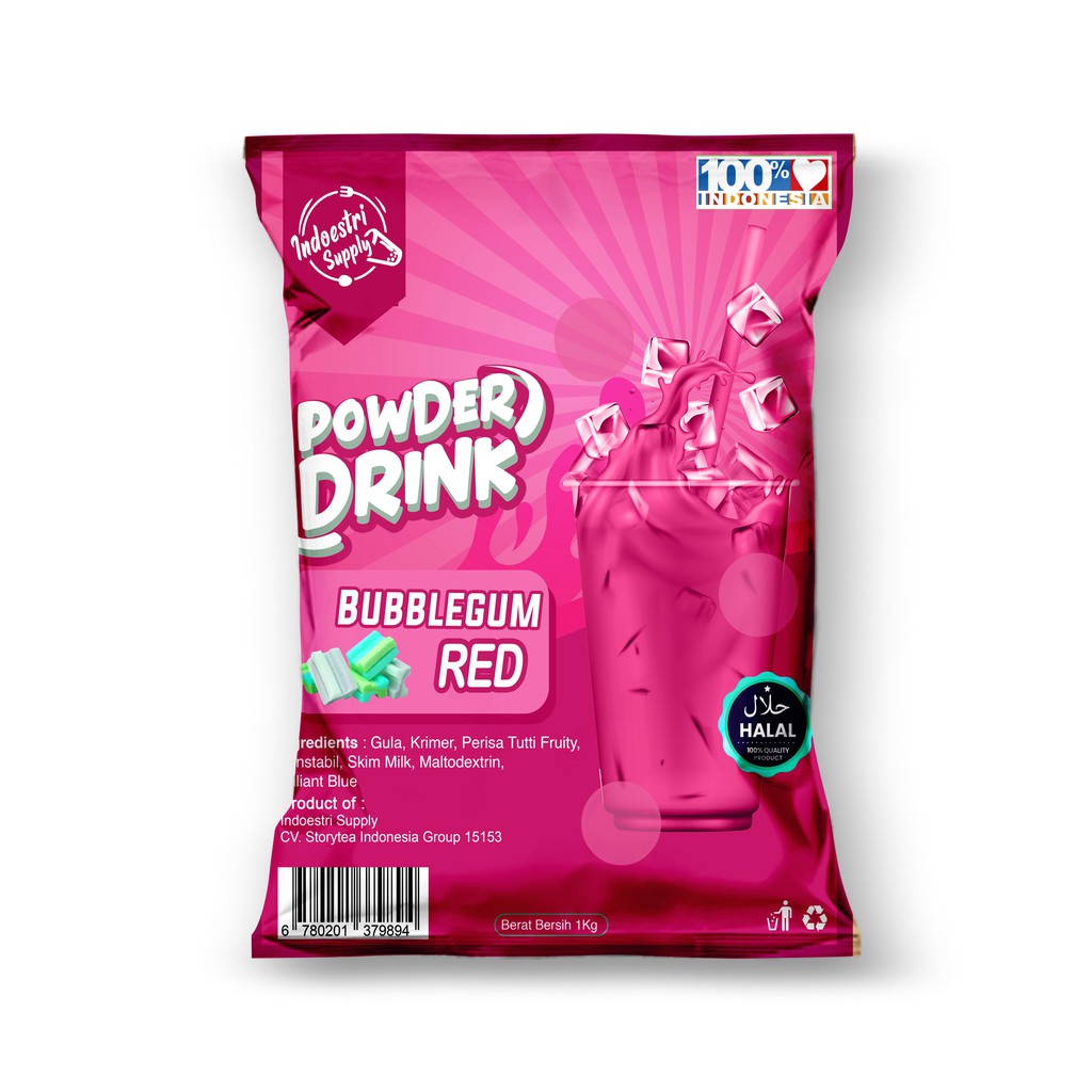 

Bubuk Minuman Powder Drink Rasa Bubblegum Red / Permen Karet Viral 1 kg Mix Gula New