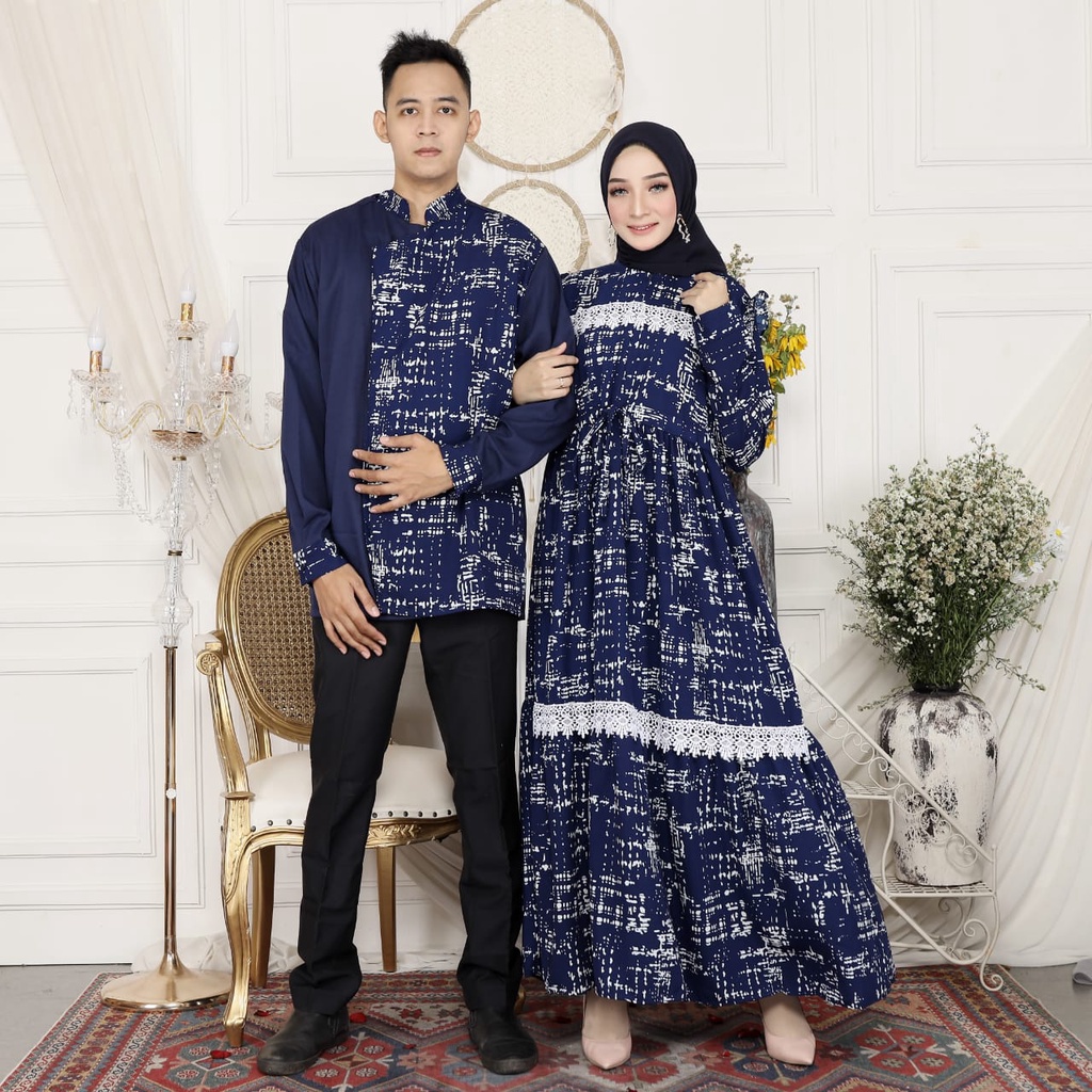 HOPYLOVY Baju Couple Muslim Pasangan Terbaru Bahan Wollpeach Bestie