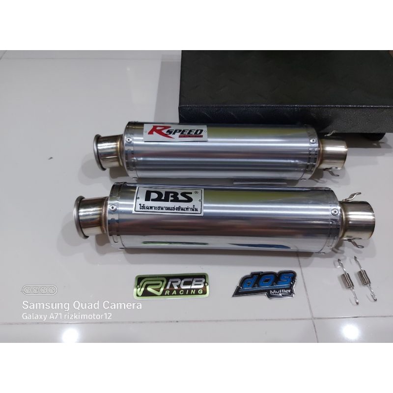 SLENCER GEMBUNG KNALPOT BULAT CINCIN FULL STAINLEES DM50 PANJANG 28cm DBS/DOS/R SPEED/RCB