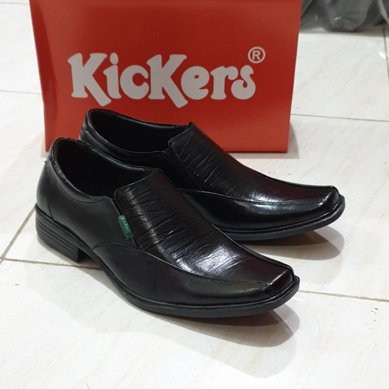 Sepatu Pantofel Pria KULIT ASLI Kickers Formal Kerja Kantor Hitam Coklat Tua JBL 10 35