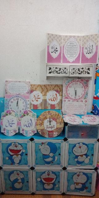 Jam Dinding 1 Set Shabby Pink Bunga
