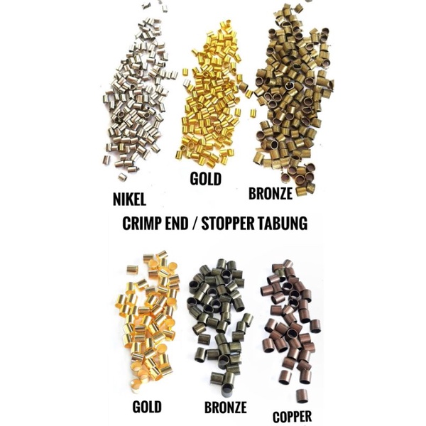 CRIMP END TABUNG (STOPPER MANIK BESI KECIL) | BAHAN KERAJINAN DIY CRAFT GELANG KALUNG STRAP MASK MAS