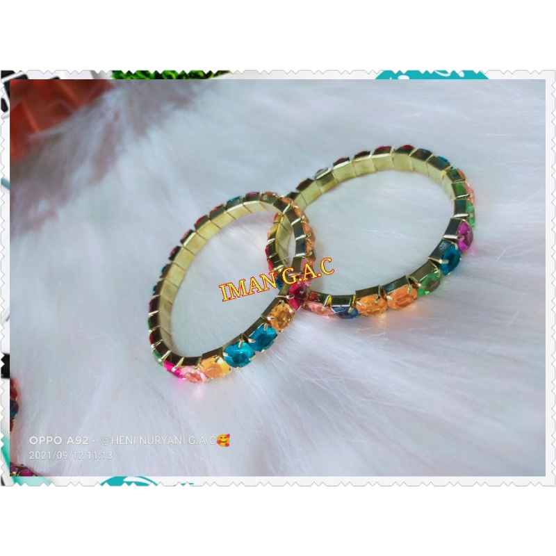 gelang keroncong india anak isi 3pcs/gelang keroncong karet permata anak
