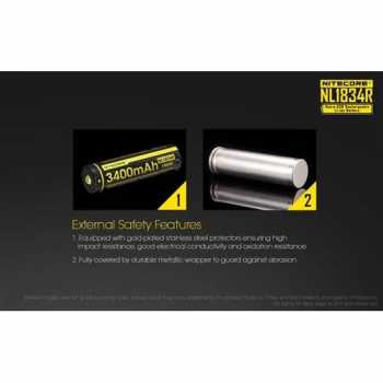 Battery 18650 Micro USB Rechargeable Li-ion 3400mAh - NL1834R