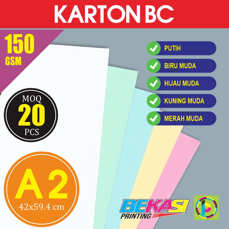 

Kertas Briefcard Brief Card BC 150 GSM Ukuran A2 42x59.4 cm isi 20 Lbr