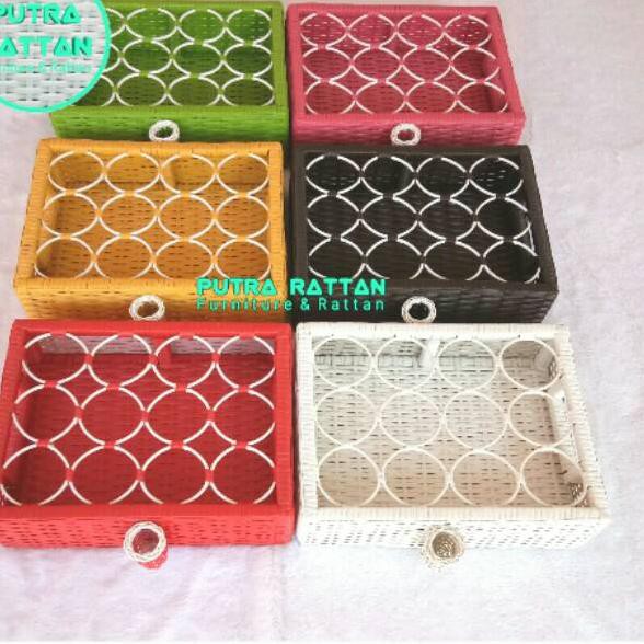 PFL KERANJANG TEMPAT AQUA GELAS BENTUK KOTAK BAHAN ROTAN SINTETIS ISI 12 ✴ ✴ ・