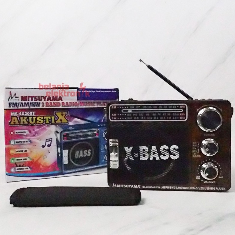 COD Radio Bluetooth Portable Mitsuyama MS-4020BT Akustik FM/AM/SW/3 BAND RADIO//MUSIC PLAYER MITSUYAMA MS-4020BT AKUSTIK X-BASS//RADIO MITSUYAMA SUPER BASS